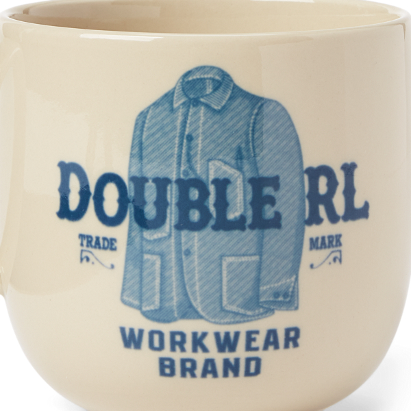 Caneca com log&oacute;tipo de jaqueta RRL em Creme/azul-marinho 3