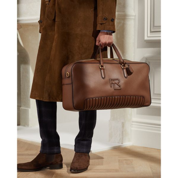 Doorgestikte reistas gepolijst kalfsleer Purple Label in Chestnut 7