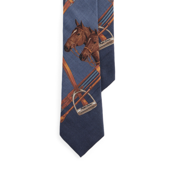 Equestrian-Print Cashmere-Silk Tie