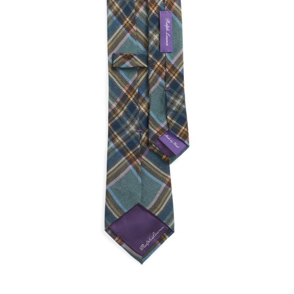 Gravata em crepe de seda e padr&atilde;o tart&atilde; Purple Label em Azul-turquesa claro multi 2