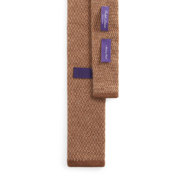 Mocha/Camel Birdseye Diamond Knit Cashmere Tie Purple Label 2