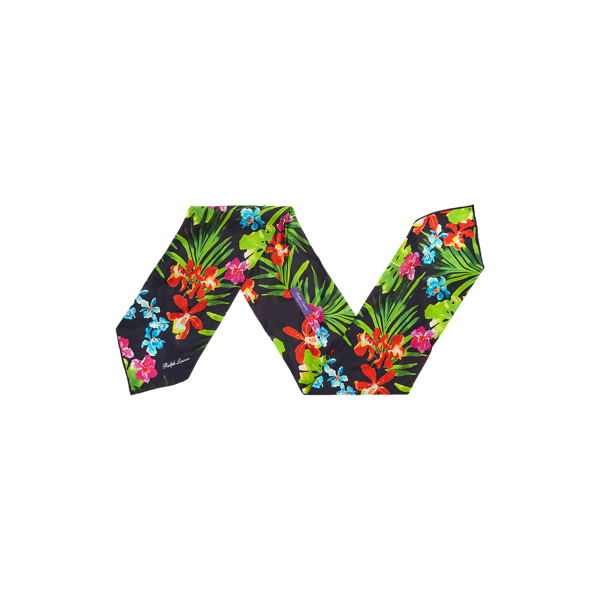 Navy Floral Silk Neckerchief Purple Label 2