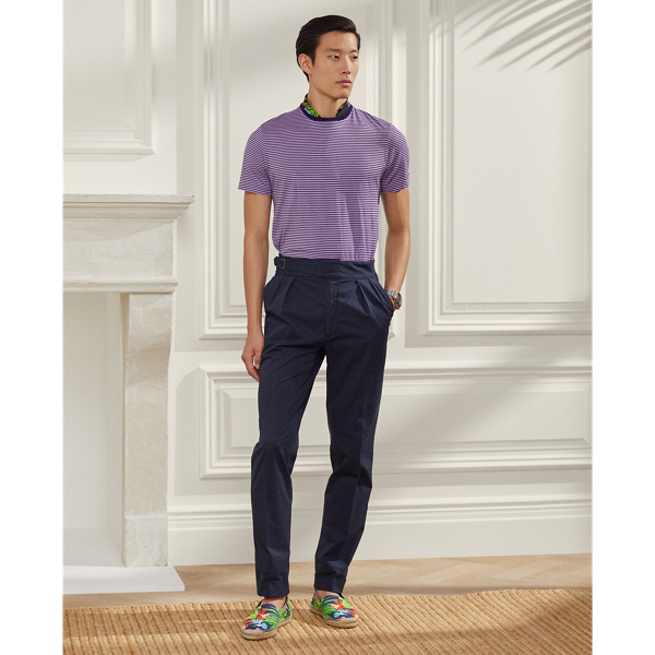 Chairman Navy/Lavender Striped Lisle Crewneck T-Shirt Purple Label 4