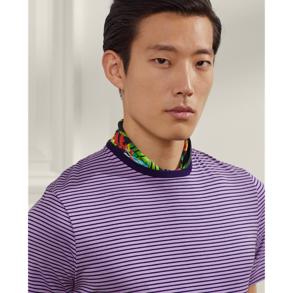 Chairman Navy/Lavender Striped Lisle Crewneck T-Shirt Purple Label 6