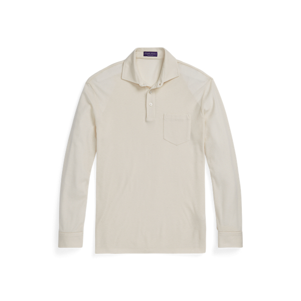 Textured Cotton-Cashmere Polo Shirt Purple Label 1