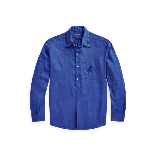 Camicia in lino con monogramma Purple Label in 1