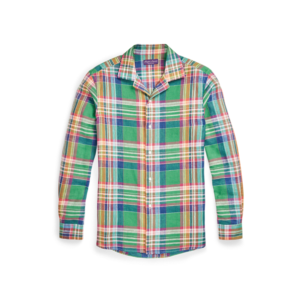 Plaid Linen Shirt Purple Label 1