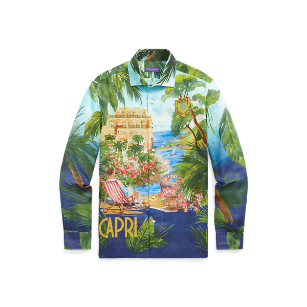 Print Linen Shirt Purple Label 1