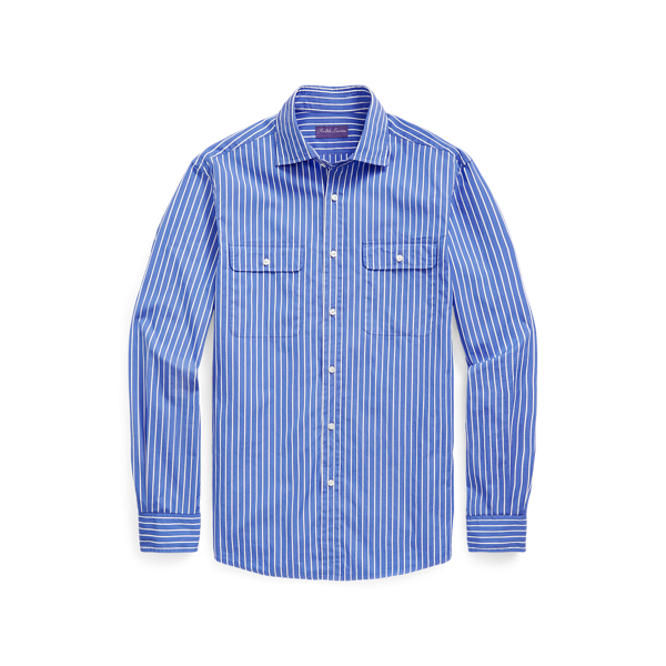 Striped Washed Poplin Shirt Purple Label 1