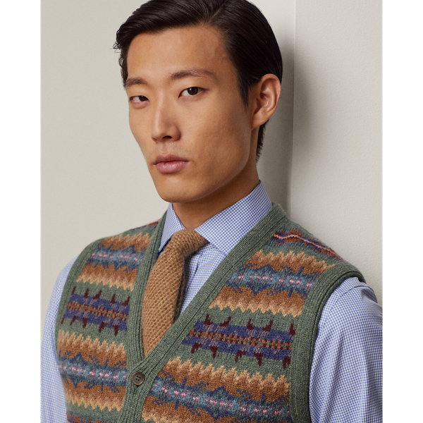 Chaleco de lana y cachemira Fair Isle Purple Label en Fairisle Loveitt 6