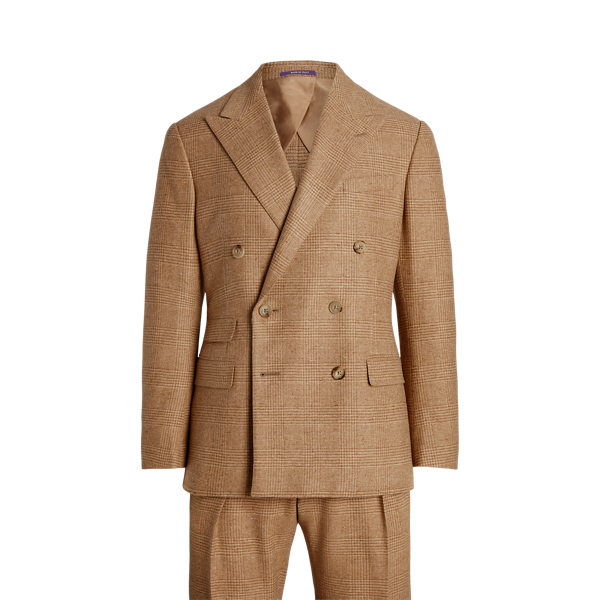 Kent Hand-Tailored Plaid Wool Tweed Suit Purple Label 1