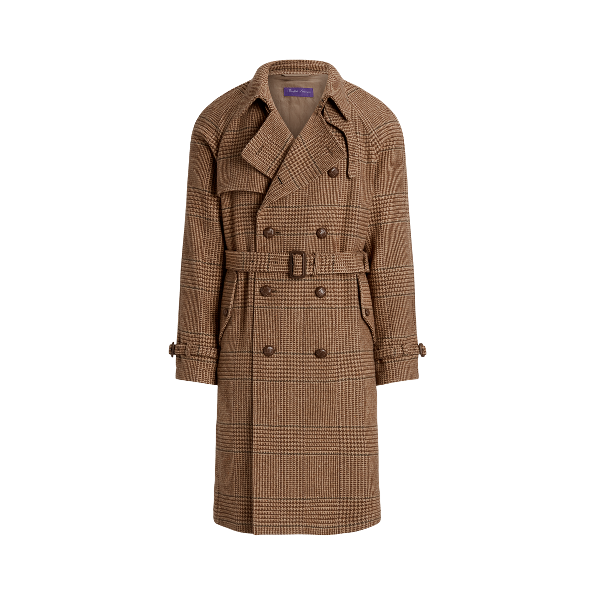 Glen Plaid Wool Tweed Trench Coat