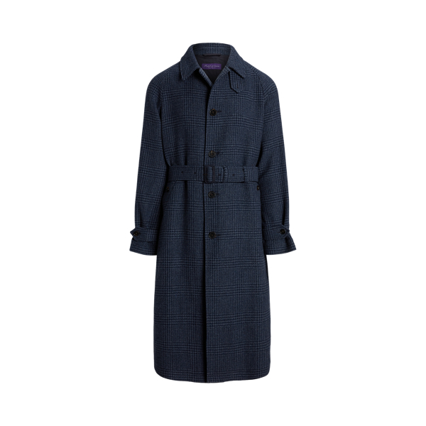 Glen Plaid Wool Tweed Balmacaan Coat Purple Label 1