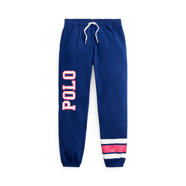 Fleece joggingbroek met strepen en logo