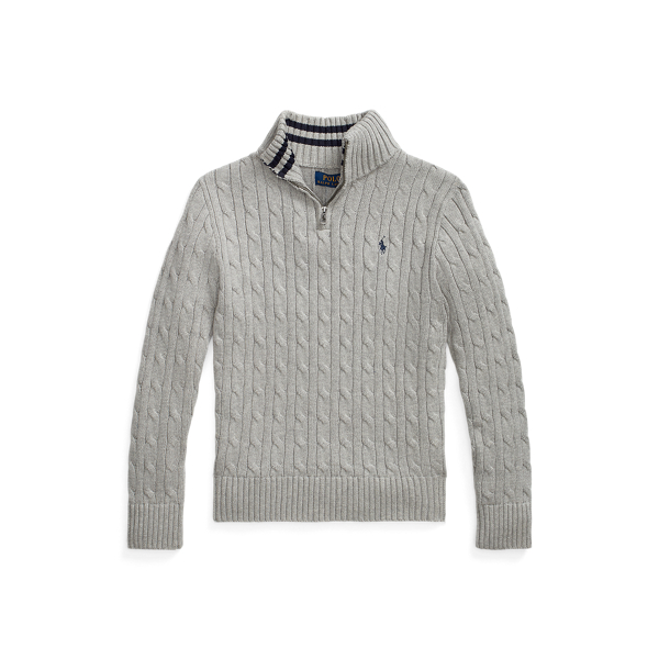 Cable Knit Cotton Quarter Zip Jumper for Boys Ralph Lauren PK