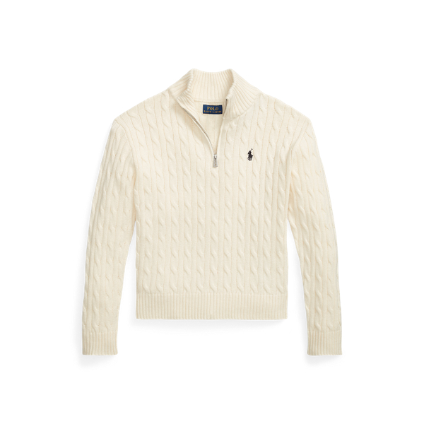 Cable Cotton-Blend Quarter-Zip Sweater