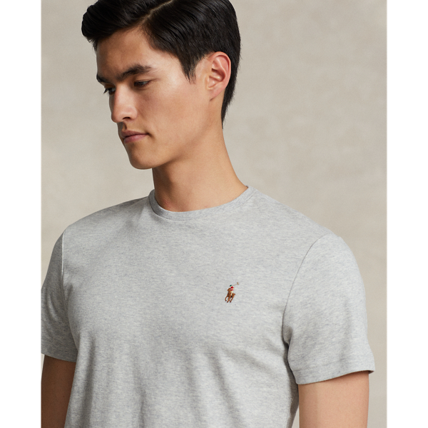 Weiches Custom-Slim-Fit T-Shirt Polo Ralph Lauren in Fr&uuml;hlings-Grau meliert 5
