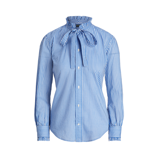 Striped Ruffled-Trim Cotton Shirt Polo Ralph Lauren en 1