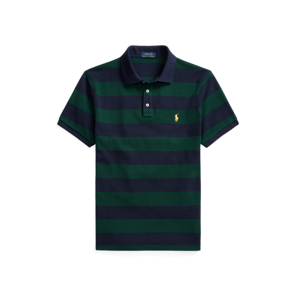 Custom Slim Fit Striped Mesh Polo Shirt