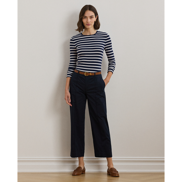 Lauren Navy Twillhose mit weitem Bein und Gürtel Lauren 1