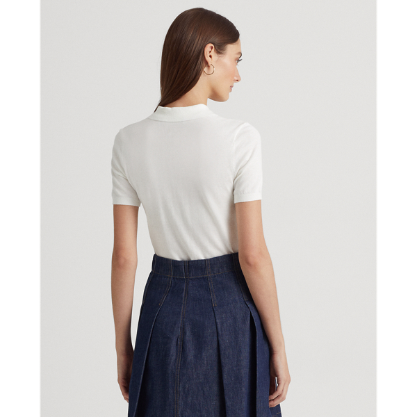 White Jersey Polo Shirt Lauren 5