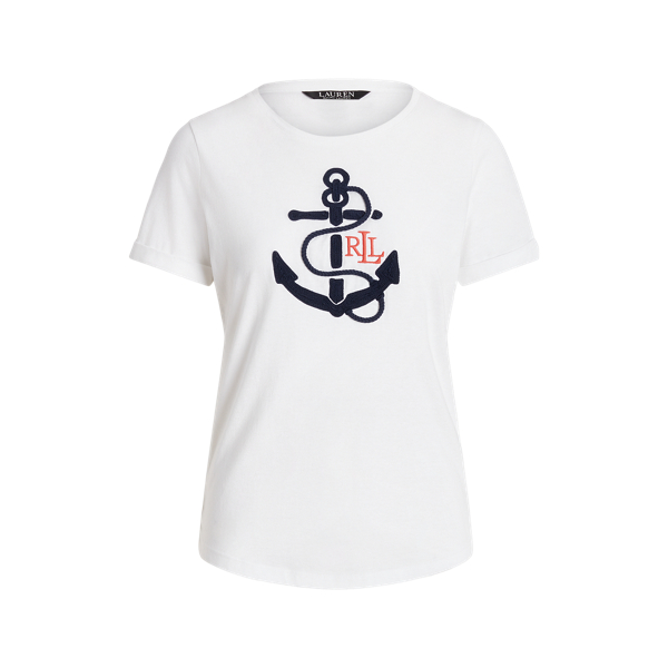 Logo-Applique Cotton-Blend Tee Lauren 1