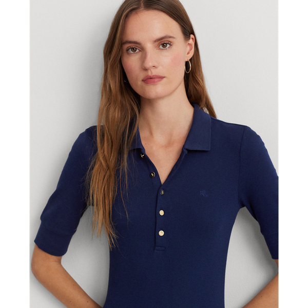 Refined Navy Cotton-Blend Polo Dress Lauren 6