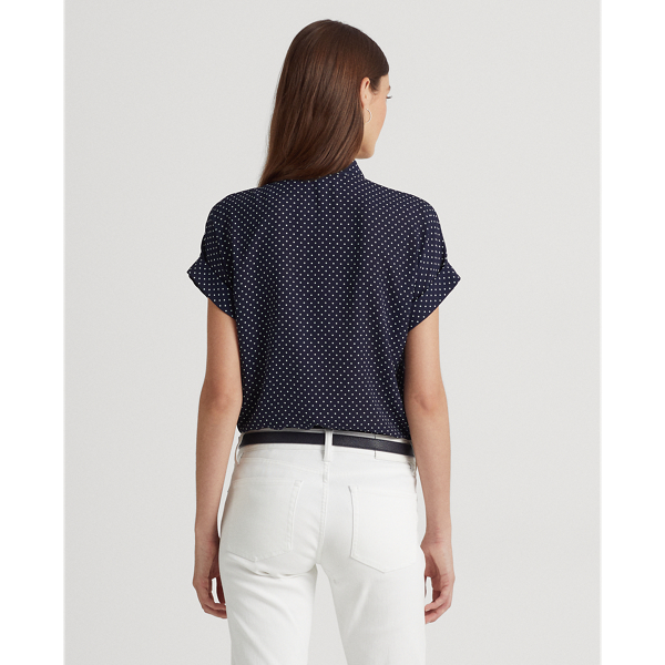 Navy/White Polka-Dot Georgette Blouse Lauren 5