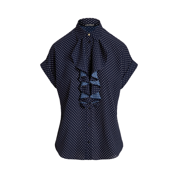 Navy/White Polka-Dot Georgette Blouse Lauren 2
