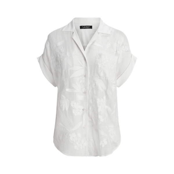 Eyelet Voile Short-Sleeve Blouse Lauren 1