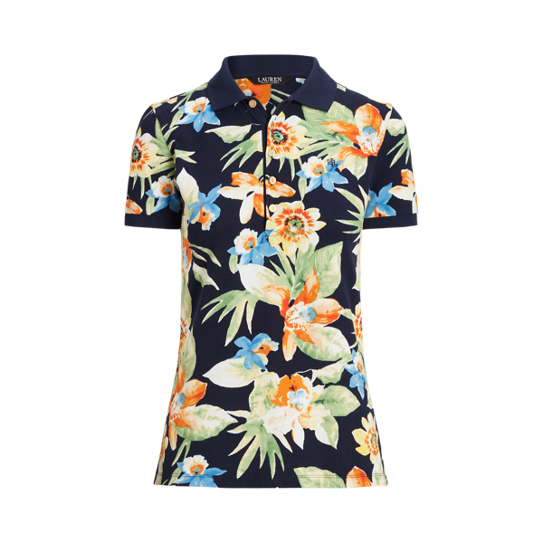 Camisa Polo em piqu&eacute; floral Lauren em 1
