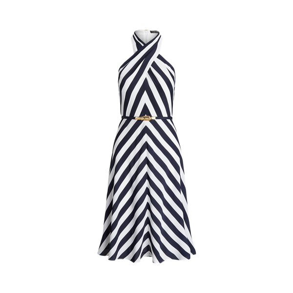 ralph lauren striped halter dress Polo Ralph Lauren Striped Silk-Blend Dress