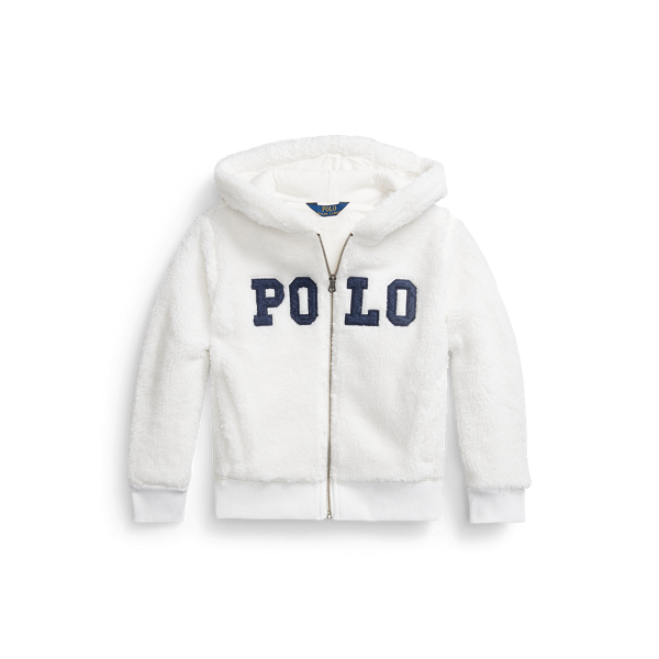 Logo faux-shearling hoodie met rits