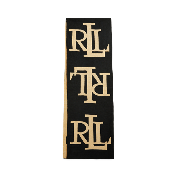 Black/Gold Logo Jacquard Scarf Lauren 2