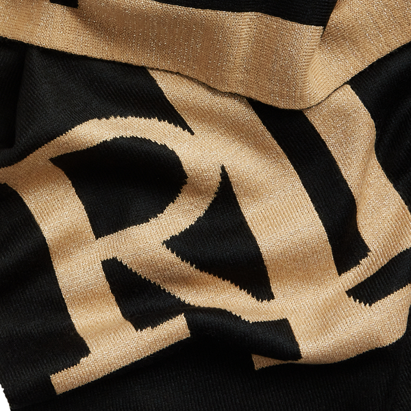 Black/Gold Logo Jacquard Scarf Lauren 3
