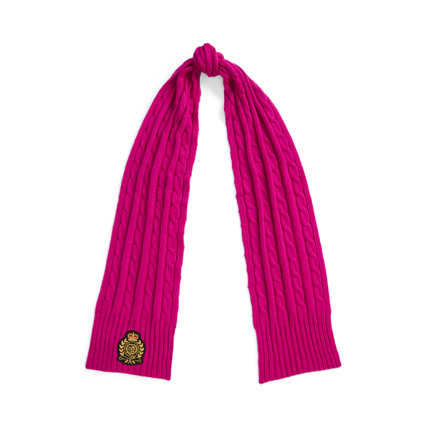 送料関税込☆LAUREN RALPH LAUREN Crest-Patch Cable-Knit Scarf Crest-Patch Cable-Knit Scarf