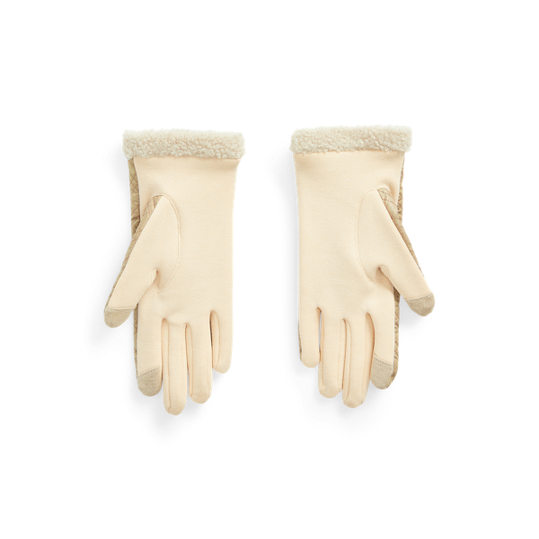 Light Truffle Quilted Tech Gloves Lauren 2