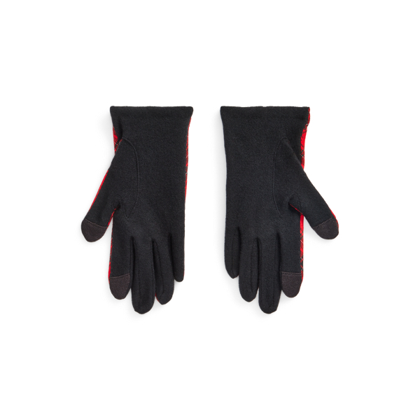 Black/Red Holiday Plaid Tech Gloves Lauren 2