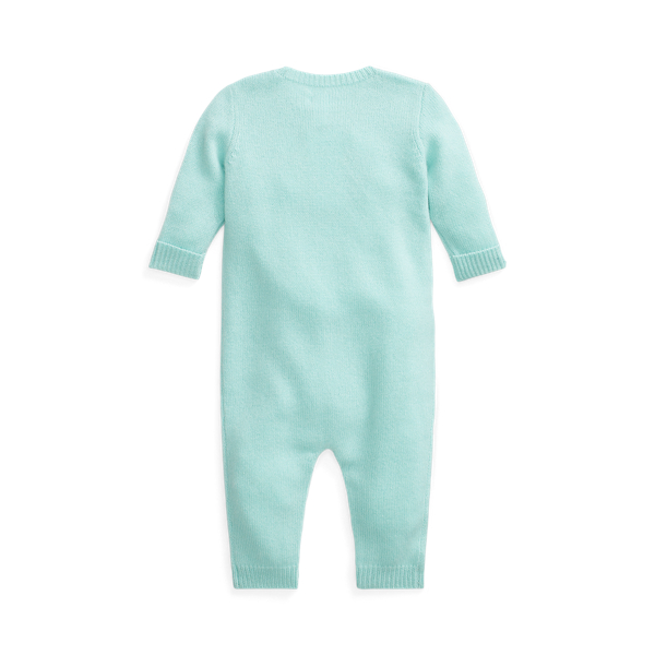 Kaschmirstrampler mit Polo Bear Baby Boy in Türkis 2