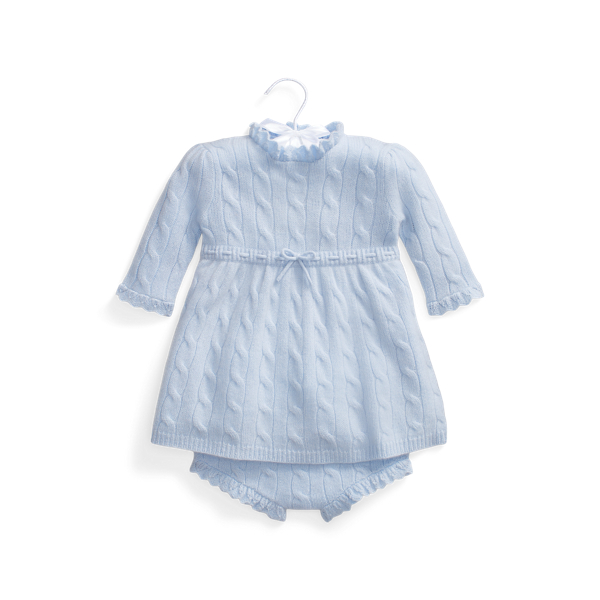 Cable Cashmere Jumper Dress &amp; Bloomer Baby Girl 1