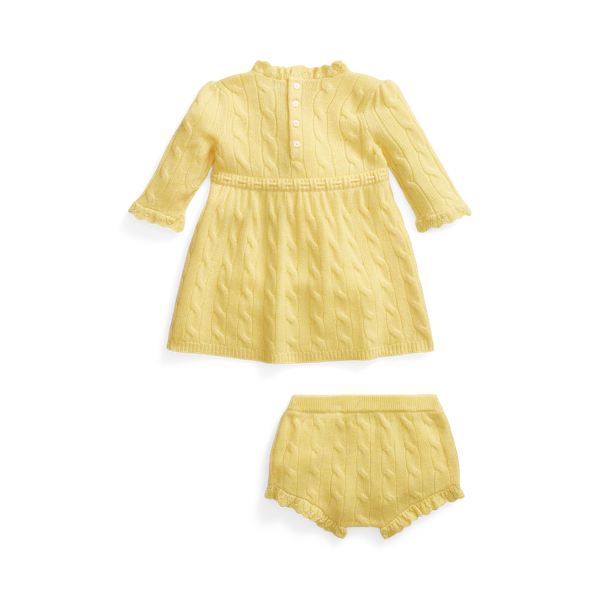 Kleid und -höschen mit Zopfmuster Baby Girl in Beekman-Gelb 2