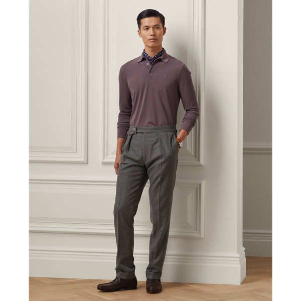 Dusty Amethyst Wool Piqu&eacute; Long-Sleeve Polo Shirt Purple Label 4