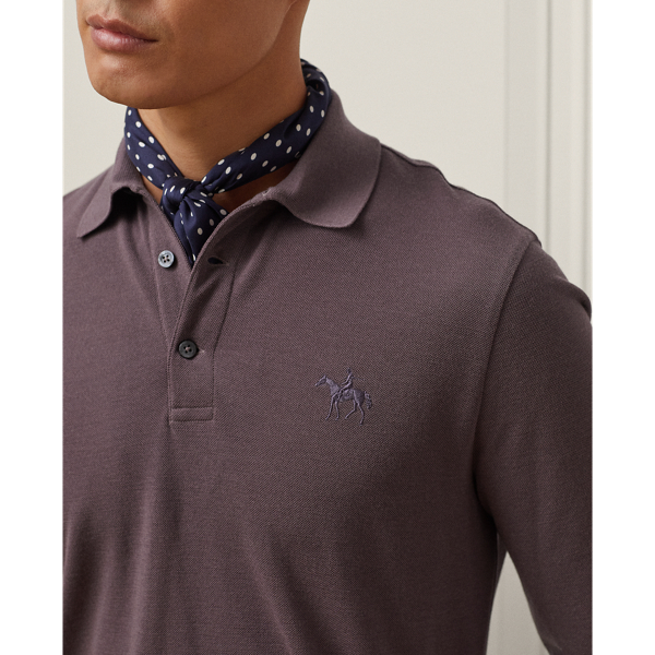 Dusty Amethyst Wool Piqu&eacute; Long-Sleeve Polo Shirt Purple Label 6