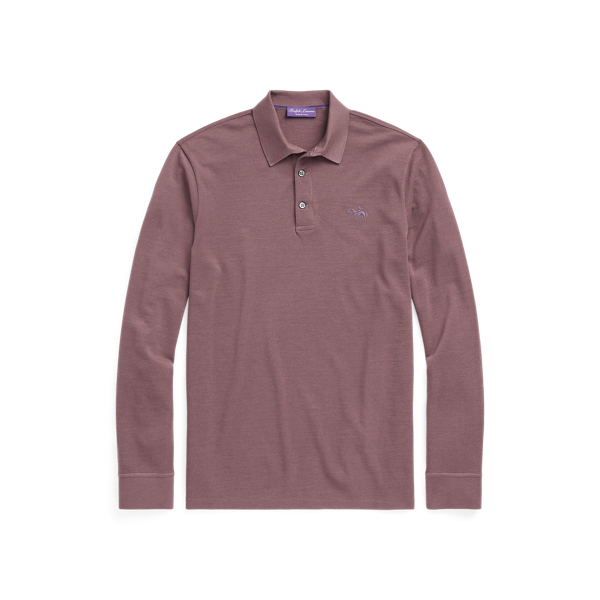 Dusty Amethyst Wool Piqu&eacute; Long-Sleeve Polo Shirt Purple Label 2