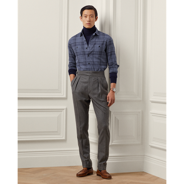 Slate Blue Plaid Brushed Twill Shirt Purple Label 4