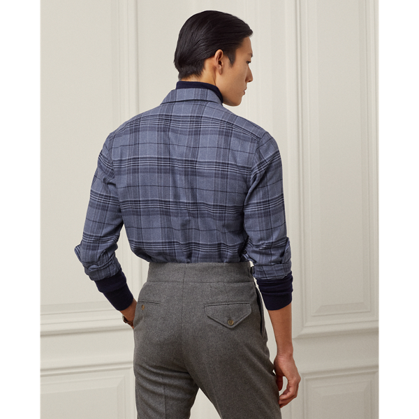 Slate Blue Plaid Brushed Twill Shirt Purple Label 5