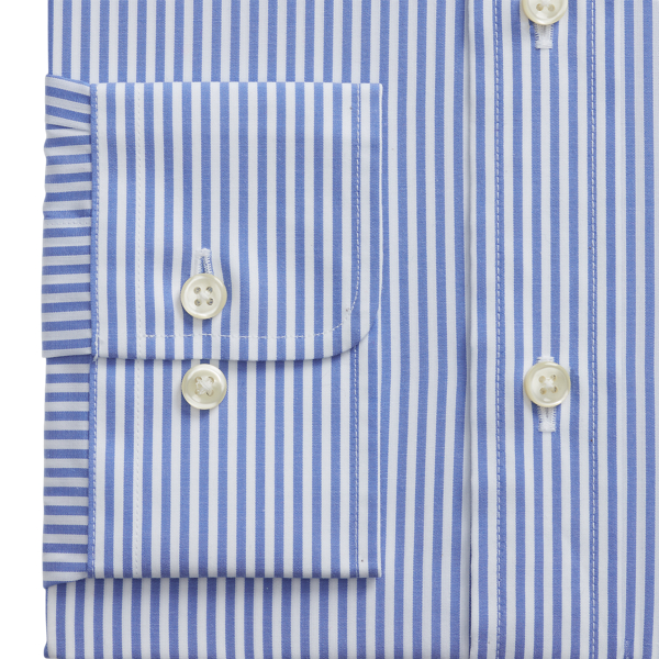 Light Blue/White Custom Fit Striped Poplin Shirt Polo Ralph Lauren 8