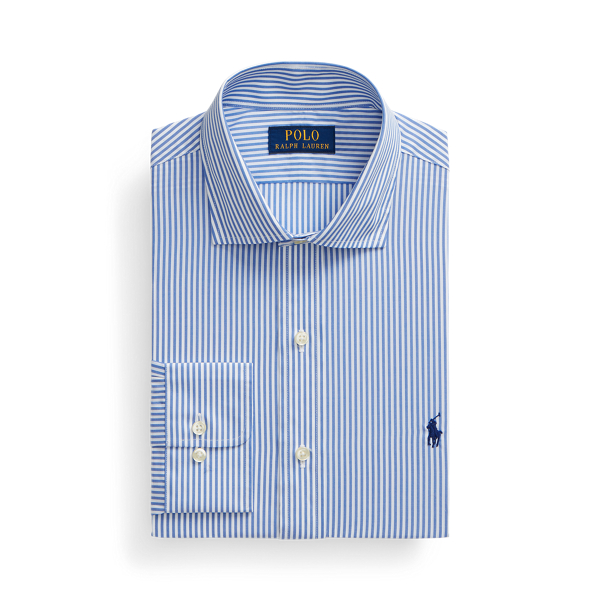 Light Blue/White Custom Fit Striped Poplin Shirt Polo Ralph Lauren 2