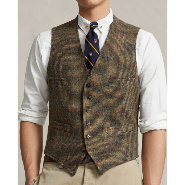 Fein gemusterte Weste aus Wolle Polo Ralph Lauren in Loden/Rot/Braun Deko 6