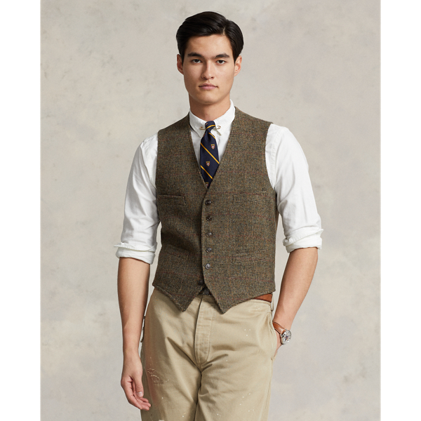 Fein gemusterte Weste aus Wolle Polo Ralph Lauren in Loden/Rot/Braun Deko 7